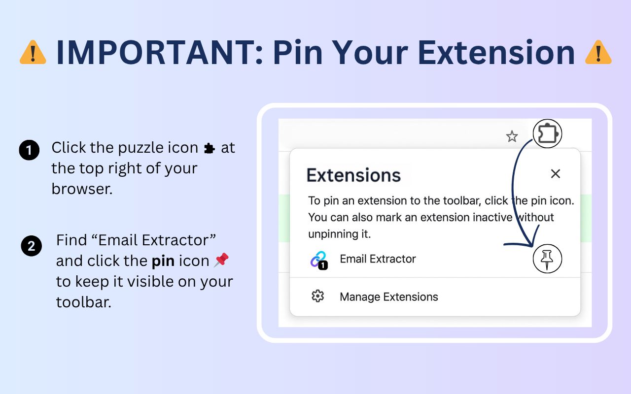 Important: Pin your extension